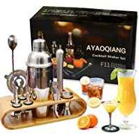Juego de coctelera Coctelera de 750 ml Juego de herramientas de barra de acero inoxidable Juego de Bartender con soporte…